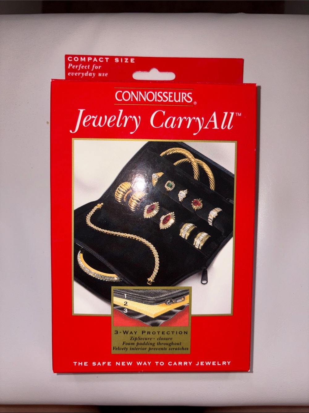 Jewelry CarryAll Compact Jewelry Travel Case in Faux Black Leather